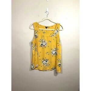 Torrid Womens Floral Tank Top 3 Yellow Lightweight Semi Sheer Cottage Coastal